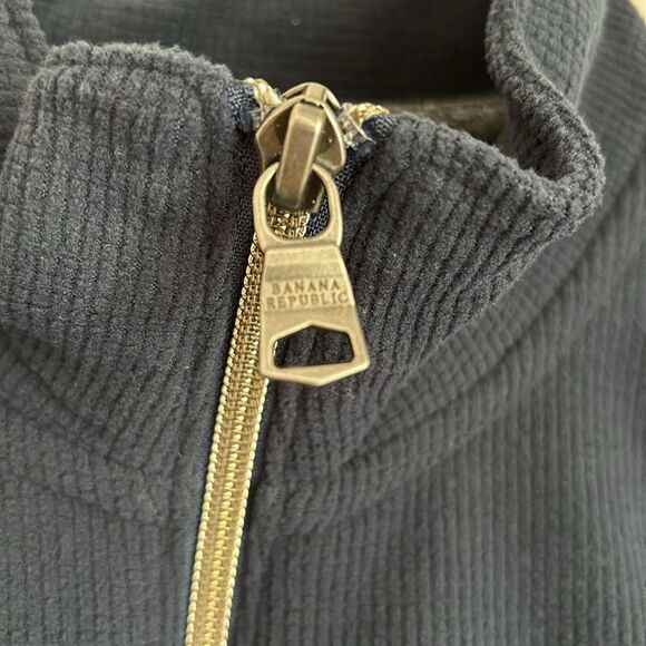 Banana Republic Men Quarter zip fleece Polartec navy blue soft sweatshirt EUC! - Picture 5 of 9